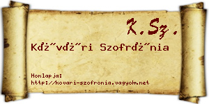 Kővári Szofrónia névjegykártya